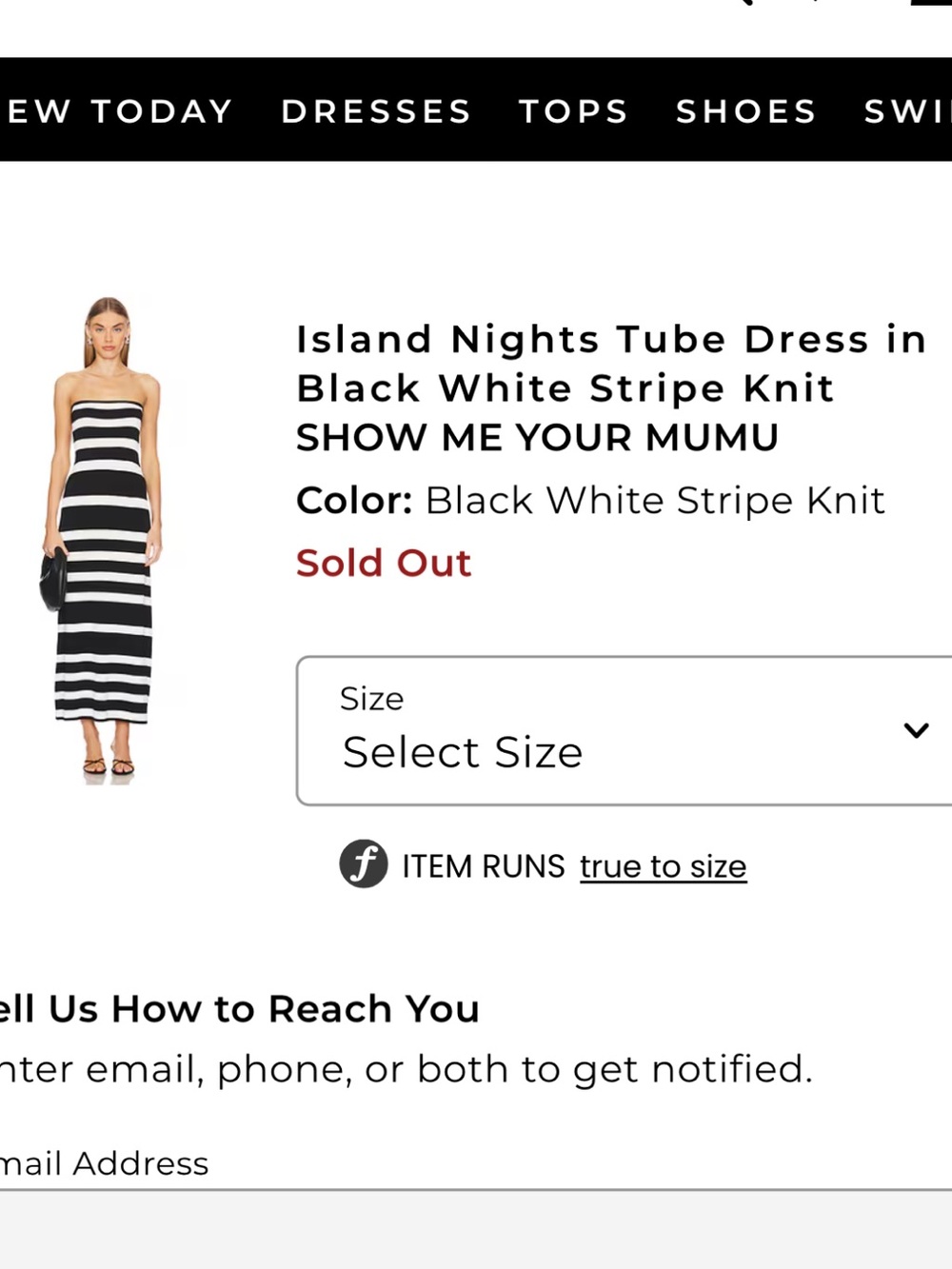 Show Me Your MuMu NWT Island Nights Tube Dress in Black White Stripe Knit